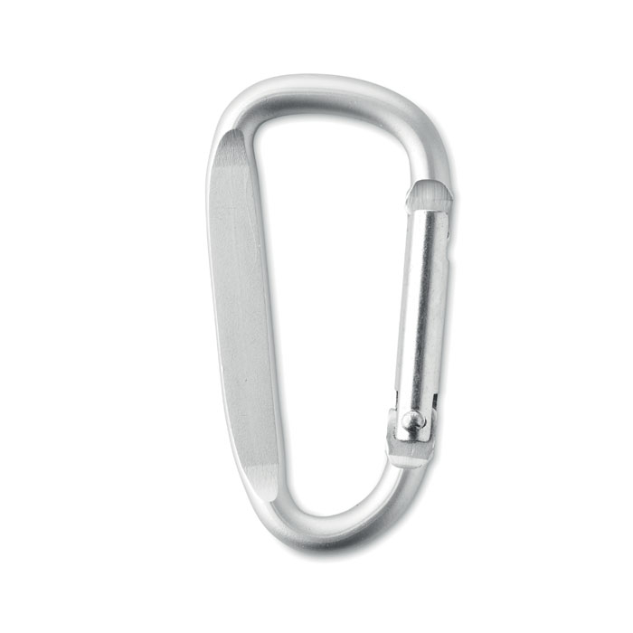 Mousqueton publicitaire en aluminium GANCHO silver mate